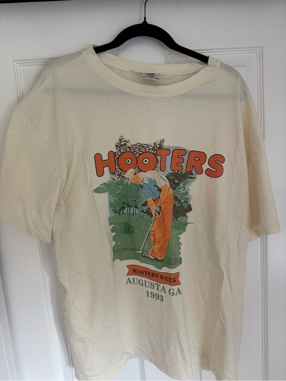 Hooters - Augusta ‘93 - Masters Week - Cream Graphic Golf T‑Shirt - Size XXL